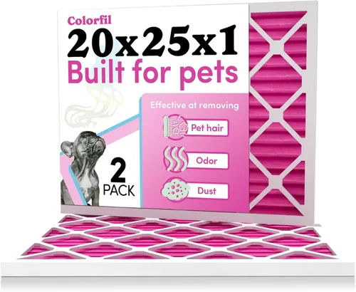 Miniatura 25 de Colorfil Filtro de aire de 14 x 20 x 1 (paquete de 4) Fabricado en los Estados Unidos Cambio de color Elimina el olor de gatos y perros MERV