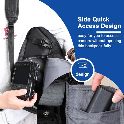 Miniatura 5 de MOSISO Mochila para cámara, bolsa para cámara DSLR con cubierta impermeable para lluvia, funda rígida de panal de abeja, mochila de viaje