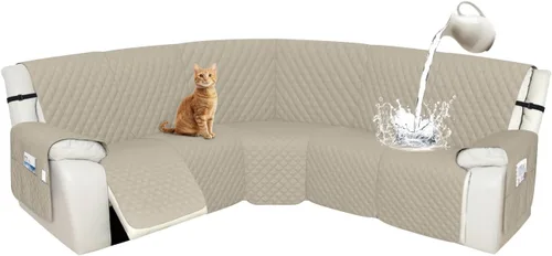 Miniatura 61 de Arfntevss Fundas de sofá modular reclinable, 100% impermeable, en forma de L, para sillón reclinable en forma de L, funda seccional lavable