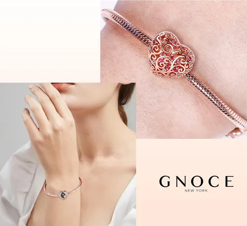 Miniatura 5 de Gnoce Custom Photo Charms Bead Heart Shaped Sterling Silver Personalized Charm With Cz fit Bracelet Necklace For Women Family Memorial Girls