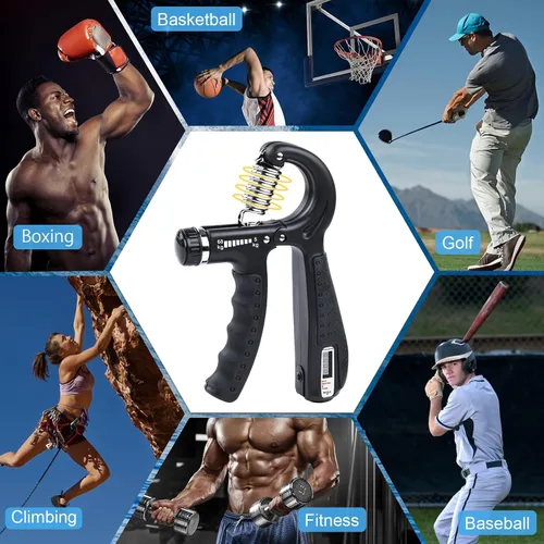 Miniatura 6 de Handeful Grip Strength Tester Trainer - Dynamometer Handgrip Measurer Meter, Handheld Strengthener Exerciser for Sports, School, and Home Use Gris
