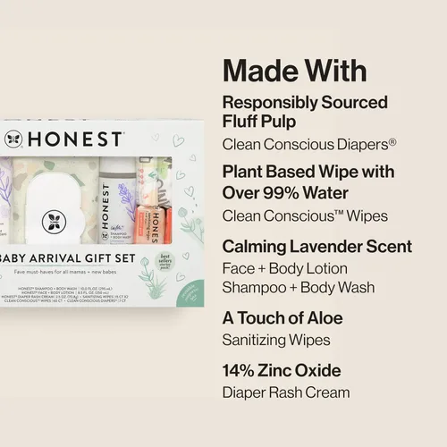 Miniatura 3 de The Honest Company Set de regalo para la llegada del bebé, esenciales para recién nacidos, caja de bienvenida, pañales, toallitas, cuidado personal
