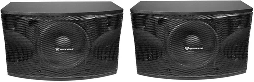 Par de altavoces Rockville KPS12 de 12 pulgadas de 3 vías de 1600W, de 8 ohmios, con carcasa de MDF, soportes de pared, para karaoke, DJ y pequeños