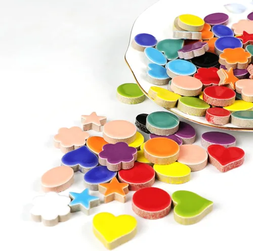 Miniatura 3 de Azulejos de mosaico – Surtido de azulejos de mosaico de cerámica circular a granel – 0.6 x 0.6 in de colores mixtos – 42 piezas/3.53 oz para Mezcla