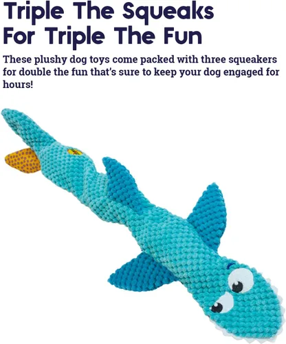 Miniatura 3 de Petstages Juguete de peluche de tiburón flexible sin relleno, grande