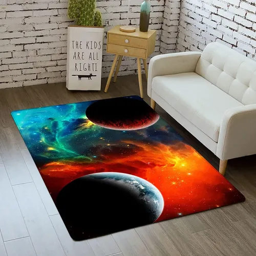 Miniatura 9 de Alfombra de espacio exterior para habitación de niños, 3 x 5 pies, alfombra Galaxy para dormitorio de niños, suave, antideslizante, sistema solar