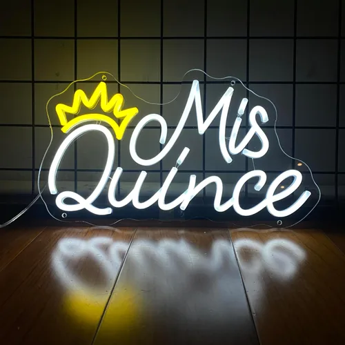 Miniatura 3 de Letrero de neón con texto en inglés "Mis Quince" para decoración de pared, dormitorio, estética, fiesta de cumpleaños, novio, novia, amante