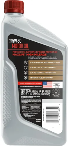 Miniatura 3 de Valvoline - Aceite de motor sintético completo 5W-30 de alta kilometraje con tecnología Ultra MaxLife, de protección extendida, 1 cuarto de galón