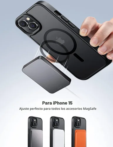 Miniatura 8 de Tigowos - Funda magnética para iPhone 15, resistente a las caídas, sensación de piel mate, a prueba de golpes, delgada, negro mate