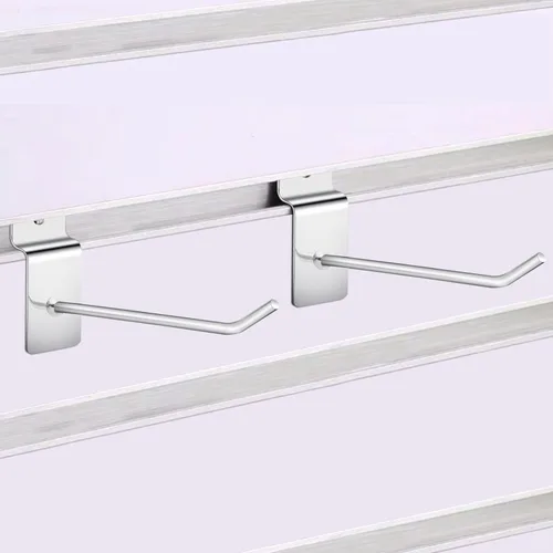 Miniatura 4 de 100 ganchos de pared de 4 pulgadas, ganchos plateados resistentes para paneles de pared de tablones, tableros de clavijas y paneles de rejilla