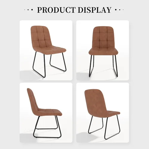 Miniatura 7 de HIPIHOM Juego de 4 sillas de comedor, modernas sillas de comedor de piel sintética para cocina, sala de estar, comedor (4 marrón)