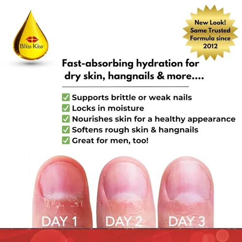 Miniatura 2 de Bliss Kiss Sin fragancias Cutiagotas de aceite de uñas con vitamina E y jojoba, fortalecedor de uñas, tratamiento de crecimiento de uñas