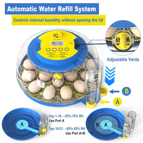 Miniatura 2 de Cieex - Incubadora de 18 huevos para incubar pollo, codornices, patos, loros, gansos con giro automático de huevos y control de humedad, incubadora