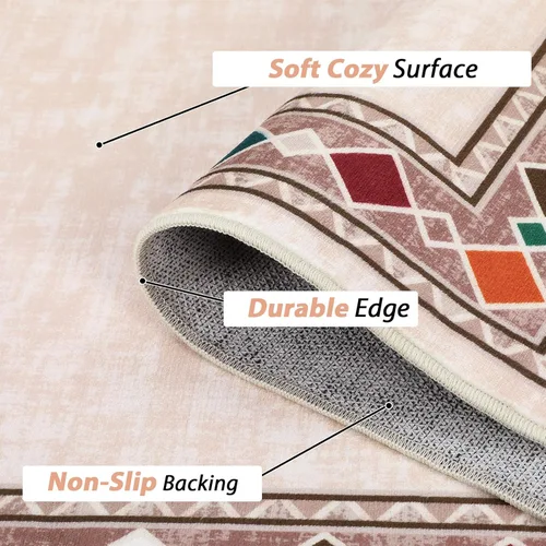 Miniatura 2 de WESTLOOM Alfombra de pasillo de 2 x 6 pies, lavable, moderna, con bordes, antideslizante, resistente a las manchas, borde geométrico, alfombra