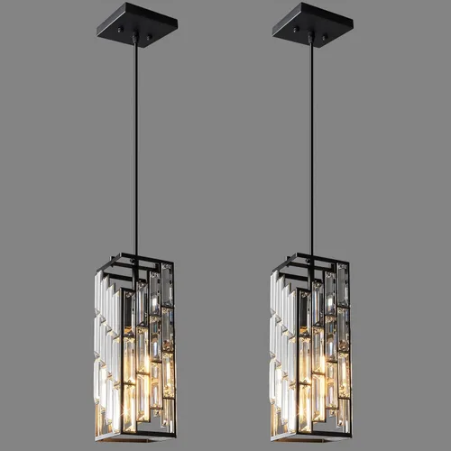 Miniatura 18 de Iluminación colgante dorada moderna, mini candelabros de cristal, lámpara colgante ajustable para cocina, isla, comedor, dormitorio (paquete de 1)