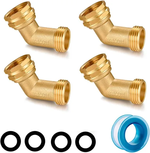 Conector de codo de manguera de jardín, accesorios de tubería de latón macizo de 45 grados, codo de manguera, elimina el estrés y la tensión en el