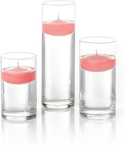 Miniatura 29 de yummi Juego de 18 velas flotantes y jarrones cilíndricos - Borgoña