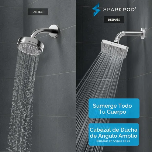 Miniatura 3 de SparkPod Cabezal de regadera – Lluvia de alta presión – Diseño de lujo de calidad premium – Instalación en 1 minuto – Reemplazo ajustable fácil