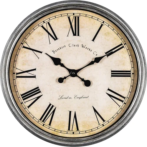 Bernhard Products Reloj de pared decorativo grande de 20 pulgadas, silencioso, sin tictac, funciona con pilas, de cuarzo, vintage, elegante, con