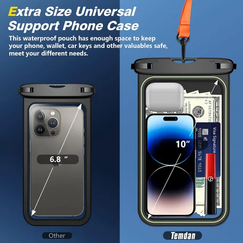 Miniatura 2 de 2 bolsas flotantes impermeables para teléfono, [hasta 10 pulgadas grandes] universal IPX8 impermeable bolsa seca para teléfono celular con cordón