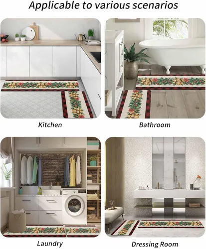 Miniatura 6 de Tapete de baño de pino de Navidad para bañera, antideslizante, de secado rápido y absorbente, de tierra de diatomeas, tapete de cocina, tapete