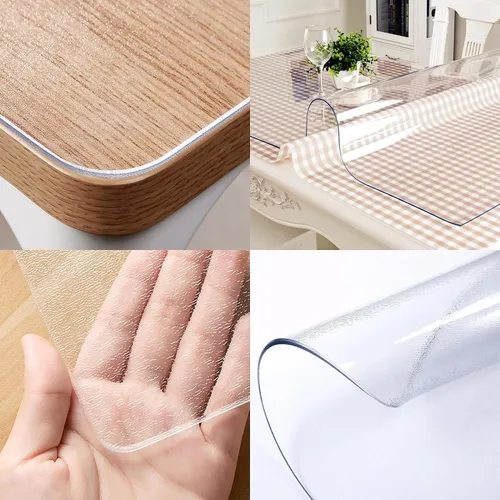 Miniatura 5 de HUHJYUGE Protector transparente de 16 pulgadas, protector de mantel impermeable, cubierta de plástico transparente para mesa de comedor, a prueba