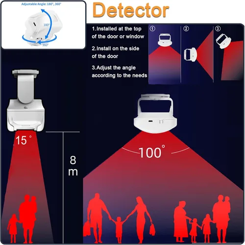 Miniatura 6 de Timbre inalámbrico con sensor de movimiento para tienda en el hogar, timbre de bienvenida de seguridad, monitor de cuerpo para niños mayores