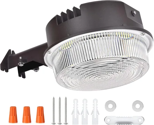 Luz LED de granero 50W, luz de día 5000K 6500LM del atardecer al amanecer al aire libre con fotocélula, equivalente a 400W MH/HPS, luz de seguridad