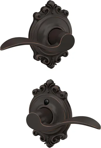 Miniatura 38 de SCHLAGE - Manija de puerta Accent con cerradura de paso libre para pasillo y armario en bronce antiguo - F10 ACC 716 Bronce Envejecido