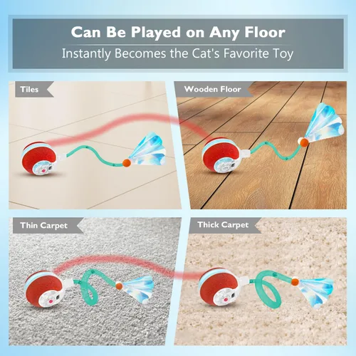 Miniatura 3 de YVE LIFE Pelota de juguetes interactiva para gatos de interior, [2025 recientemente actualizada] Pelota de gato ágil en movimiento con cola de malla