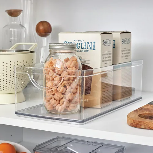Miniatura 8 de iDesign Contenedor de Almacenamiento Apilable de Plástico Transparente Extra Largo, Organizador para Armario de Cocina o Despensa
