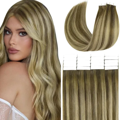 Miniatura 32 de Anrosa Extensiones de cabello humano real de 20 pulgadas, extensiones de cabello humano lacio de doble cara, color negro azabache, 1.76 oz, 20