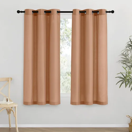 Miniatura 44 de NICETOWN Cortinas de lino natural con textura de lino para dormitorio, mezcla de lino rústica con ojales en la parte superior, semitransparentes