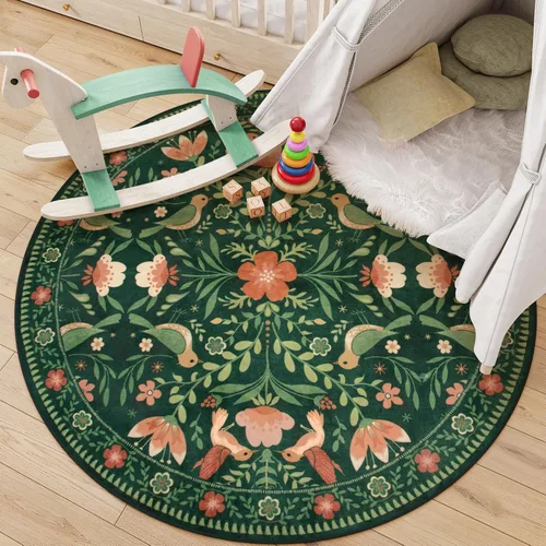 Miniatura 25 de Moynesa Alfombra para sala de estar, de 5 x 7 pies, lavable, moderna, color verde cabaña, para dormitorio, comedor, alfombra estética de granja