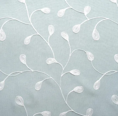 Miniatura 8 de Miuco - Cortinas con ojales de lino sintético, semitransparentes, bordadas con flores, para sala de estar Espuma de mar