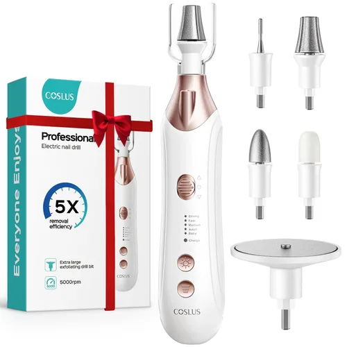 COSLUS Kit Profesional de Manicura y Pedicura, Lima de Uñas Eléctrica 5 en 1 para Cuidado de Uñas de Manos y Pies - Rectificador Más Ancho para Uñas
