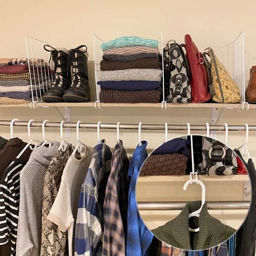 Miniatura 2 de Evelots Separadores de estantes para estantes de madera, paquete de 8 organizadores de armario y almacenamiento para ropa, bolso, despensa