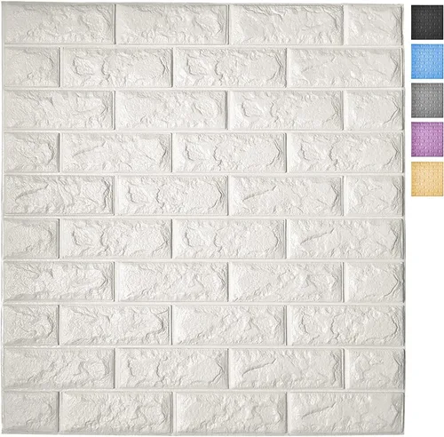 Miniatura 20 de Art3d Paquete de 10 - 52.5 pies cuadrados Paneles de pared 3D de ladrillo falso para despegar y pegar en marrón rojizo, papel tapiz de espuma
