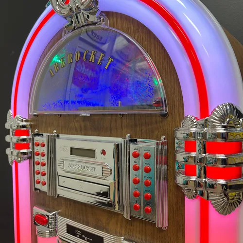 Miniatura 9 de Arkrocket Jukebox reproductor de discos de vinilo de tamaño completo Bluetooth USB SD Reproductor de CD Radio Tocadiscos Retro Jukebox clásico