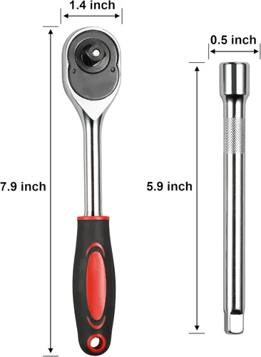 Miniatura 3 de Egofine Juego de 12 llaves de trinquete de 3/8 pulgadas, juego de llaves de vaso con 10 enchufes de 0.315-14,17,19,21 in y mango de trinquete