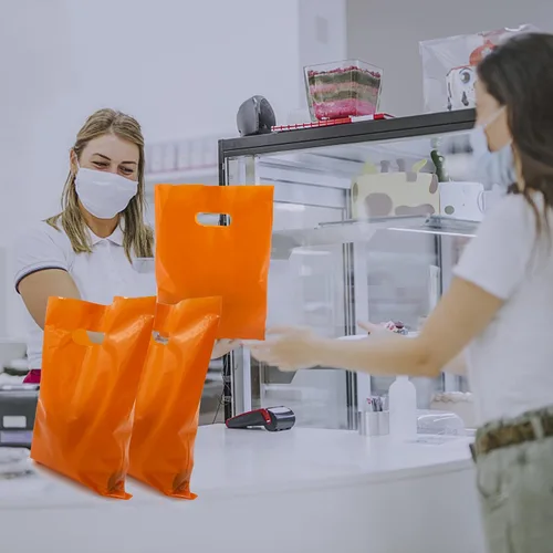 Miniatura 3 de 40 piezas de bolsas de regalo de plástico naranja Bolsas de caramelos Bolsas de plástico troqueladas son bolsas de regalo de fiesta surtidas