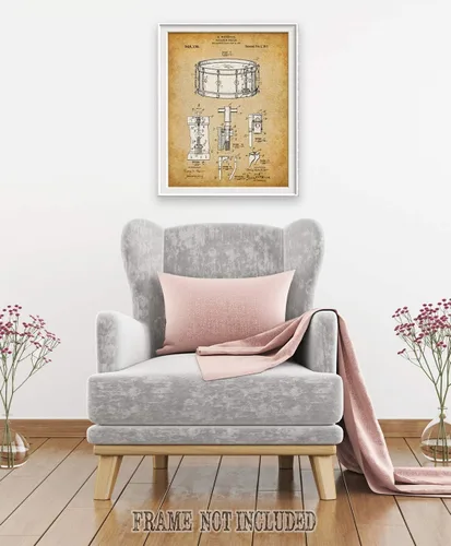 Miniatura 2 de Waechtler Snare Drum Patent Print - Classic Music Studio Decor, Percussion Instrument Display, Orchestra Concert Band Poster, Great Gift for