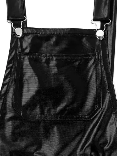 Miniatura 5 de Overol corto metálico brillante para hombre, con correas ajustables, enterizo de una pieza para fiesta, vestido elegante para club