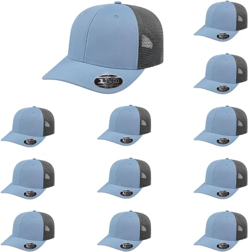 Miniatura 51 de Cap America i8502 Flexfit 110 Premium - Gorra de camionero de perfil medio con 6 paneles de malla trasera con protección UV y cierre ajustable Azul