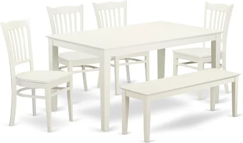 Miniatura 16 de East West Furniture CAGR5-MAH-W - Juego de comedor de 5 piezas para 4 personas, incluye una mesa de comedor rectangular y 4 sillas de comedor, 36 x