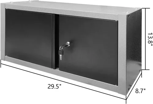 Miniatura 3 de JZD Armario de pared de metal con dos puertas con cerradura, baúl de pared de acero para cocina, almacén, hogar, oficina, garaje