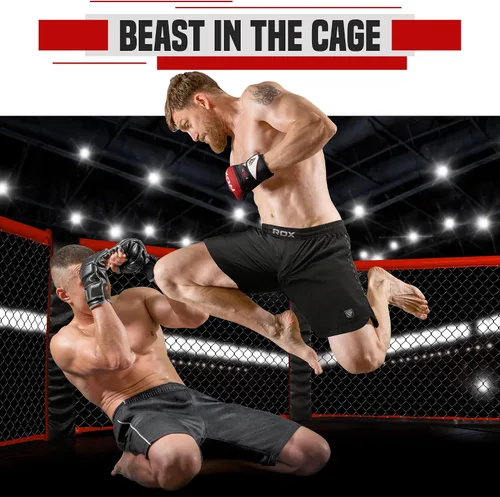 Miniatura 3 de RDX Pantalones cortos de MMA para entrenamiento y kickboxing Pantalones cortos de lucha para artes marciales, pelea de jaulas, Muay Thai, BJJ