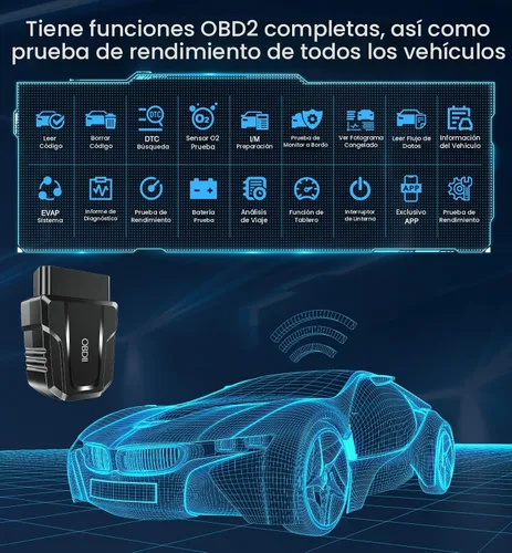 Miniatura 3 de Escáner OBD2, Bluetooth 5.4, inalámbrico, diagnóstico de automóvil para iOS y Android, prueba de rendimiento, revisión de motor, lector de errores