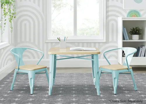 Miniatura 4 de Delta Children Mesa de juego infantil Bistro - Ideal para manualidades, hora de la merienda, educación en casa, tareas y más, Metal Aqua/Abedul