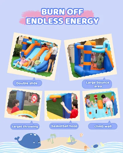 Miniatura 4 de AirMyFun Casa de rebote inflable, casa hinchable con doble tobogán, casa de salto y rebote, castillo hinchable para niños en interiores